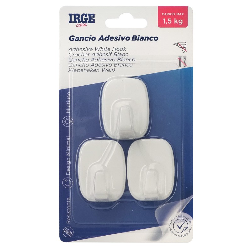 AAJ GANCI ADESIVI PLASTICA 3PZ RETTANGOL