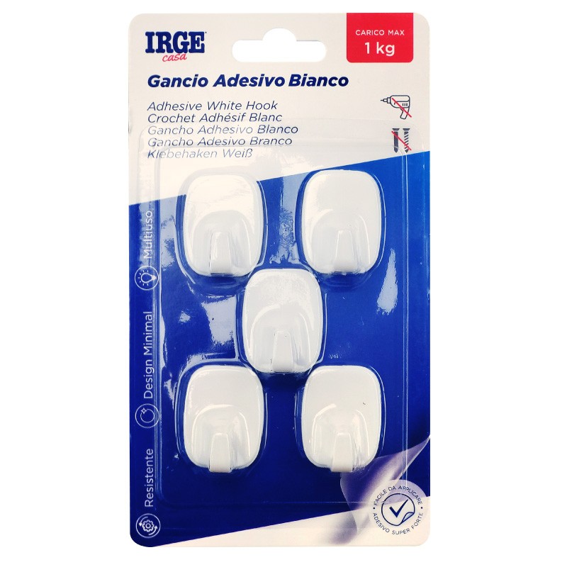 AAK GANCI ADESIVI PLASTICA 5PZ RETTANGOL