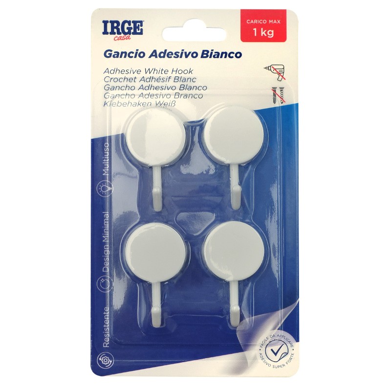 AAM GANCI ADESIVI PLASTICA 4PZ ROTONDI