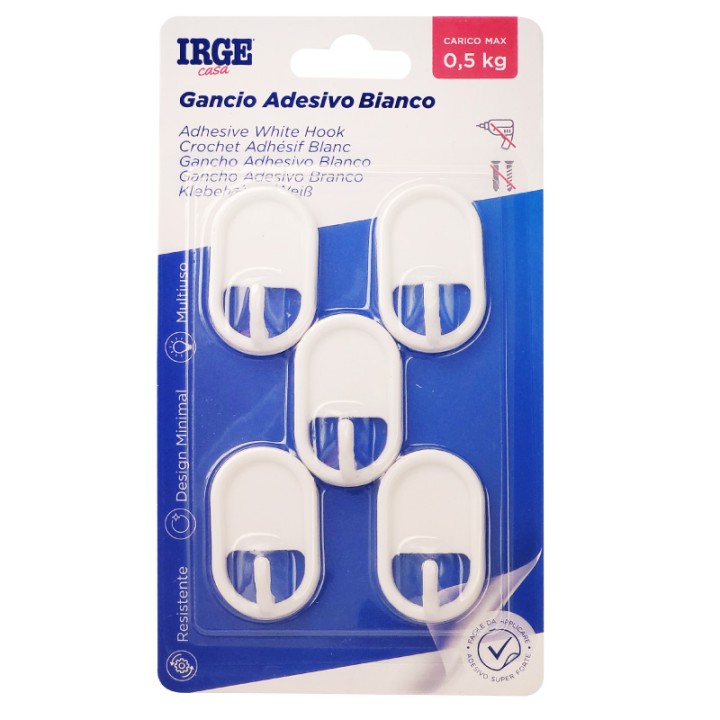AAP GANCI ADESIVI PLASTICA 5PZ CLASSICO