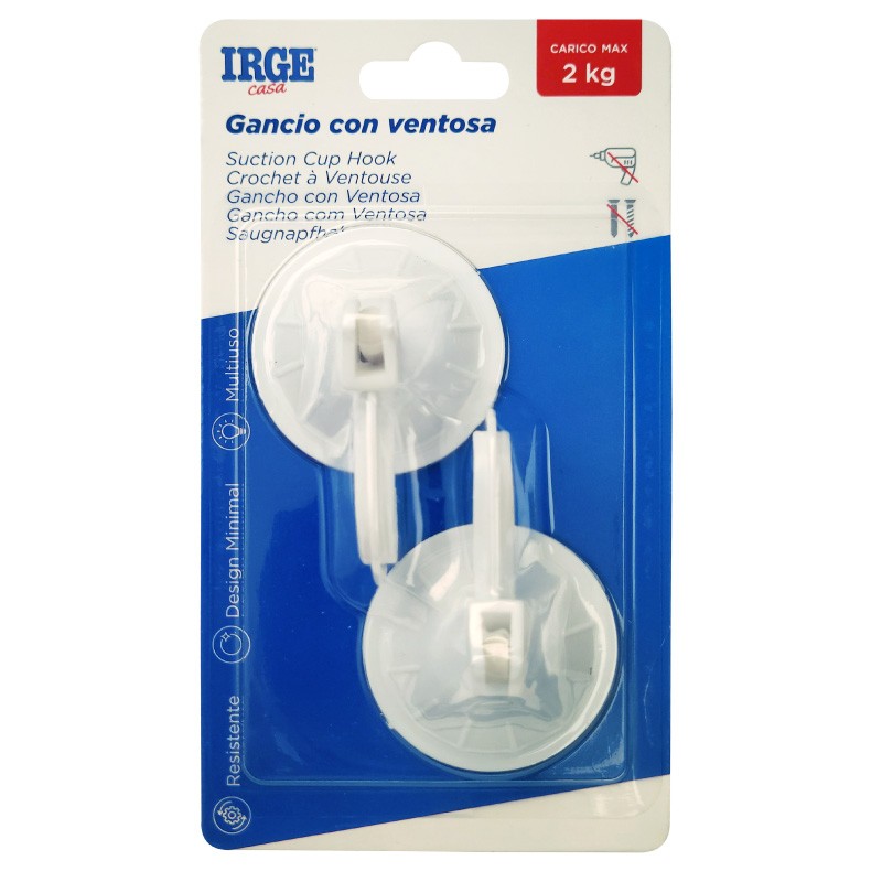 AAQ GANCI ADESIVI PLASTICA 2PZ VENTOSA