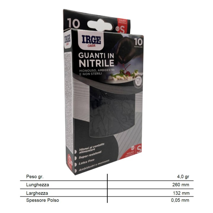 ABV GUANTI MONOUSO 10PZ NITRILE NERO S