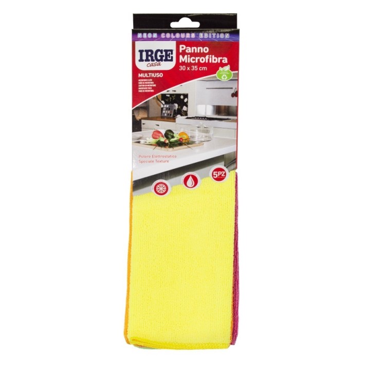 ABV PANNO MICROFIBRA 5PZ 30x35CM FLUO