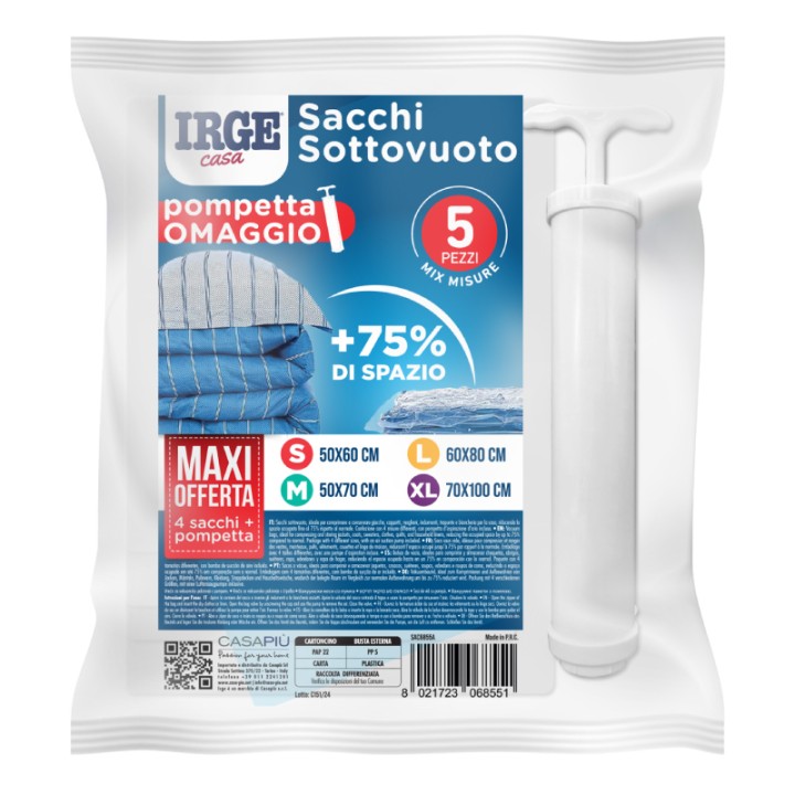CDO SET SACCHI SOTTOVUOTO CON POMPETTA