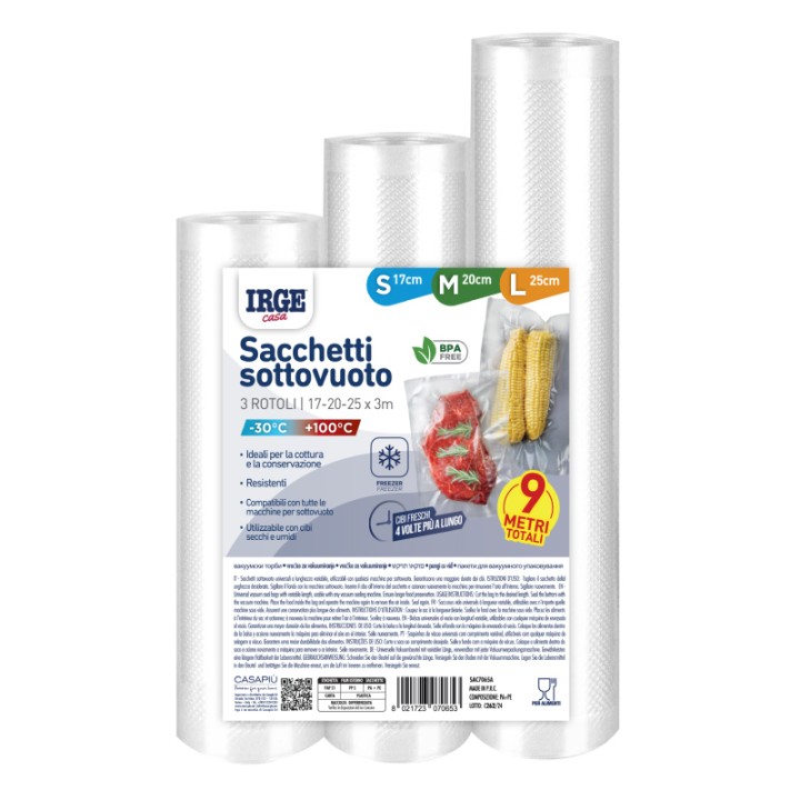 BII SET SACCHI SOTTOVUOTO 3 PZ 17X3M + 20X3MT + 25X3MT