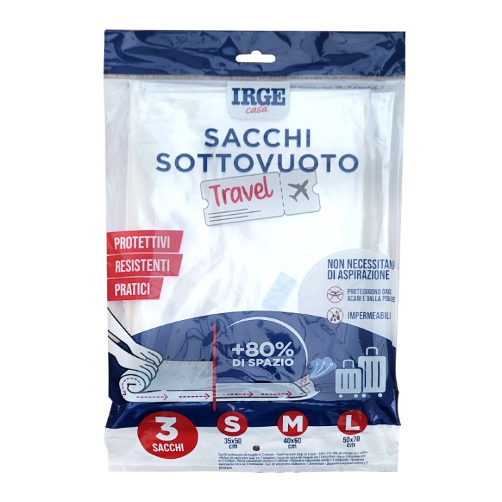CDT SET 3 SACCHI SOTTOVUOTO TRAVEL 35*50CM + 40*60CM + 50*70CM