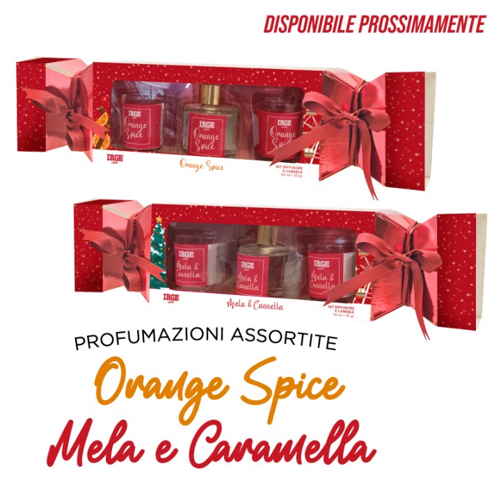 AXA SET CARAMELLA 2CANDELE 35GR+DIF 50ML MELA E CANNELLA + ORANGE SPICE