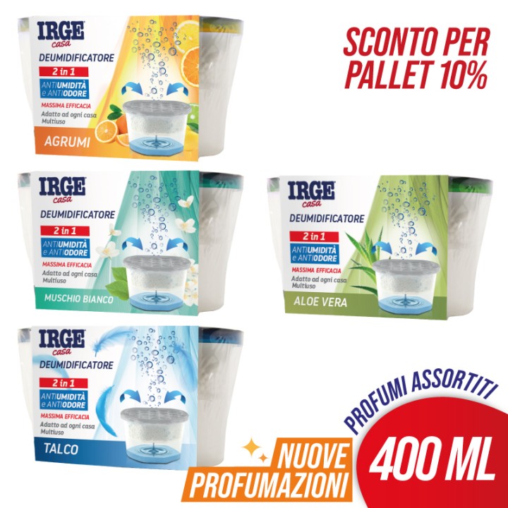 FAC DEUMIDIFICATORE IRGE 400ml PROF.ASS TALCO - AGRUMI - MUSCHIO BIANC