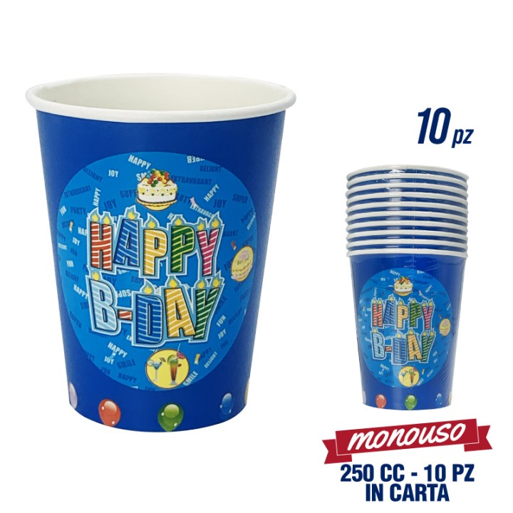 ABC BICCHIERI 10PZ BUON COMPLEANNO BIMBO