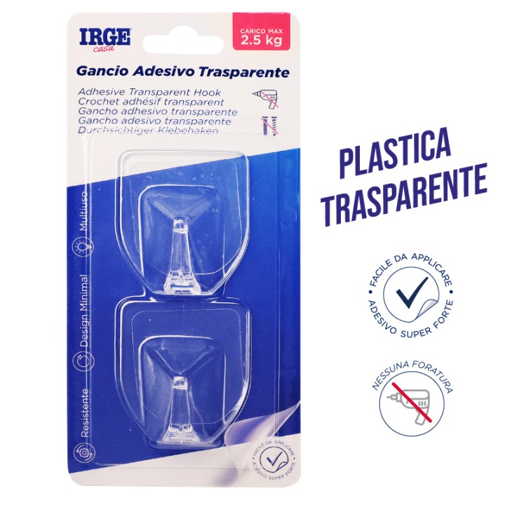 AAA GANCI ADESIVI TRASPARENTI 2PZ