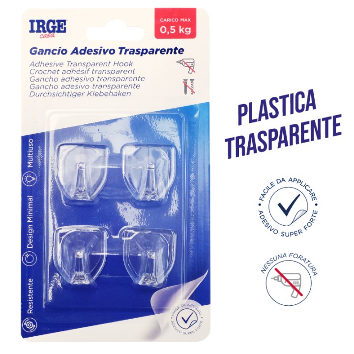 AAC GANCI ADESIVI TRASPARENTI 4PZ