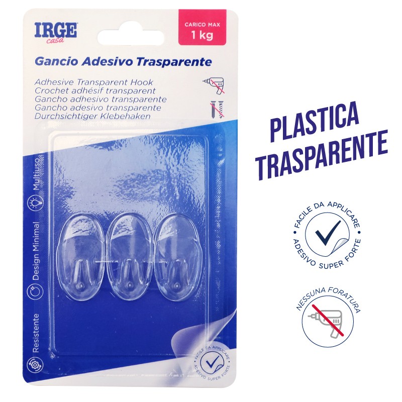 AAE GANCI ADESIVI TRASPARENTI 3PZ OVALI