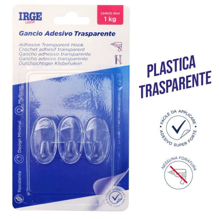 AAE GANCI ADESIVI TRASPARENTI 3PZ OVALI