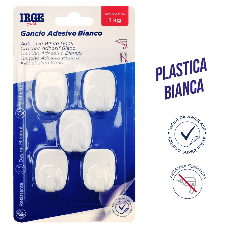 AAK GANCI ADESIVI PLASTICA 5PZ RETTANGOL