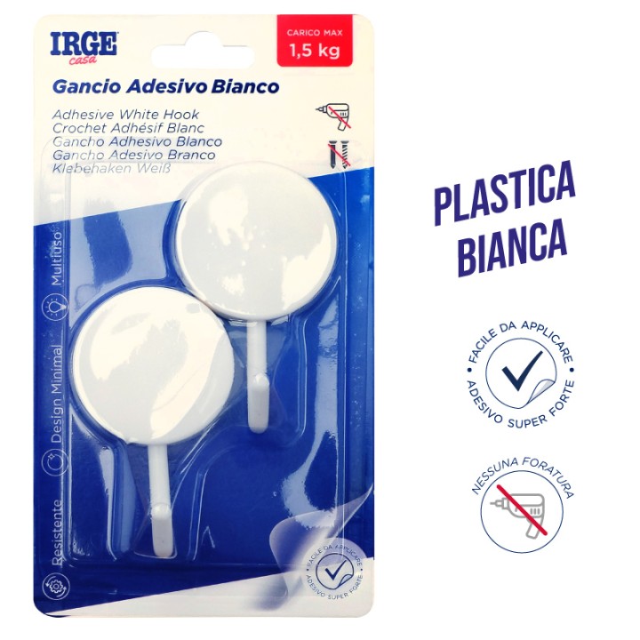 AAL GANCI ADESIVI PLASTICA 2PZ ROTONDI