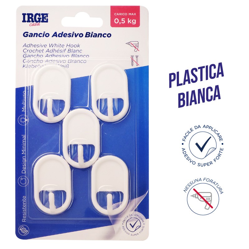 AAP GANCI ADESIVI PLASTICA 5PZ CLASSICO