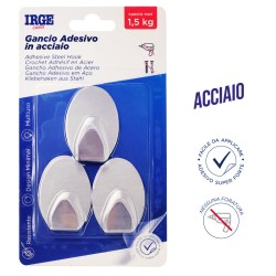 AAS GANCI ADESIVI ACCIAIO 3PZ OVALE