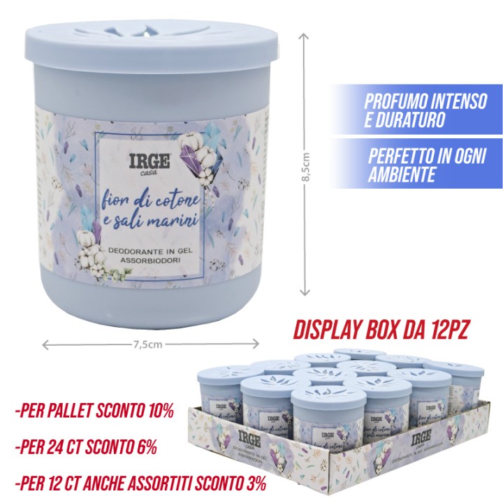 BHC GEL ASSORBIODORI 190GR BLU FIORI DI COTONE + SALI MARINI
