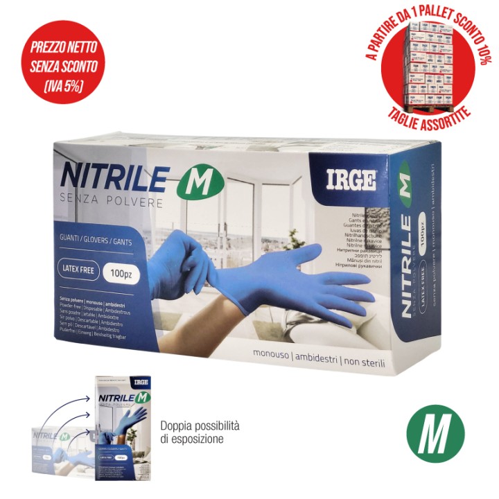 ABE GUANTI MONOUSO 100PZ NITRILE BLU M-