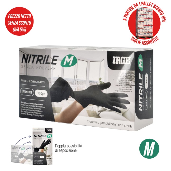 ABM GUANTI MONOUSO 100PZ NITRILE NERO M-
