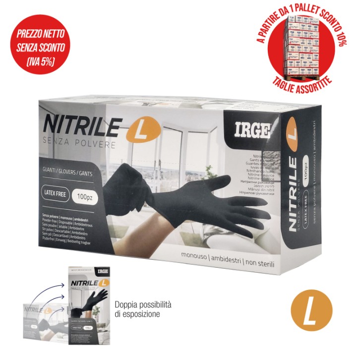 ABN GUANTI MONOUSO 100PZ NITRILE NERO L-