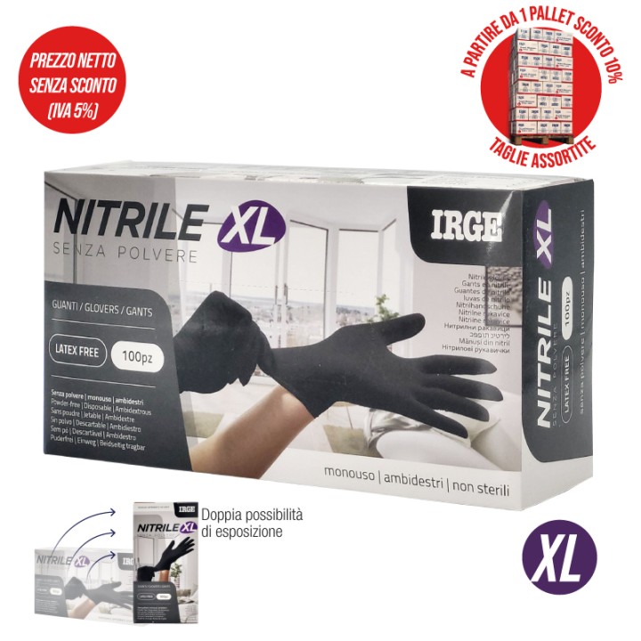 ABO GUANTI MONOUSO 100PZ NITRILE NERO XL