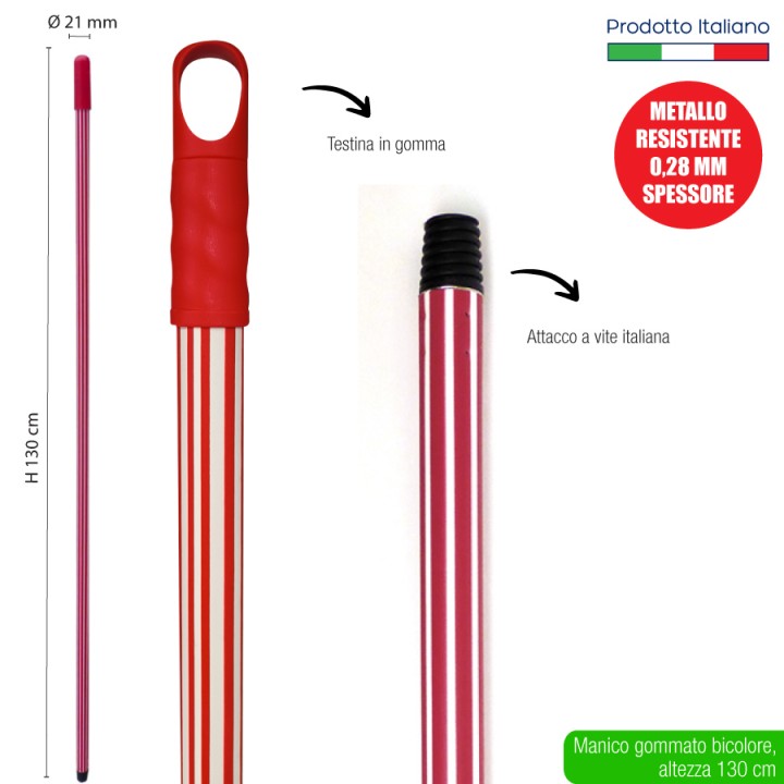 CFA MANICO MET. GOMMATO BICOLOR 130 ROS ROSSO 0,28 SPESS D.21MM