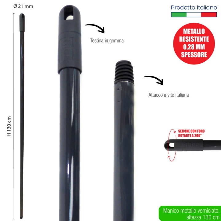 CFE MANICO MET.VERNICIATO GRIGIO 130 CM 0,28 SPESS D.21MM