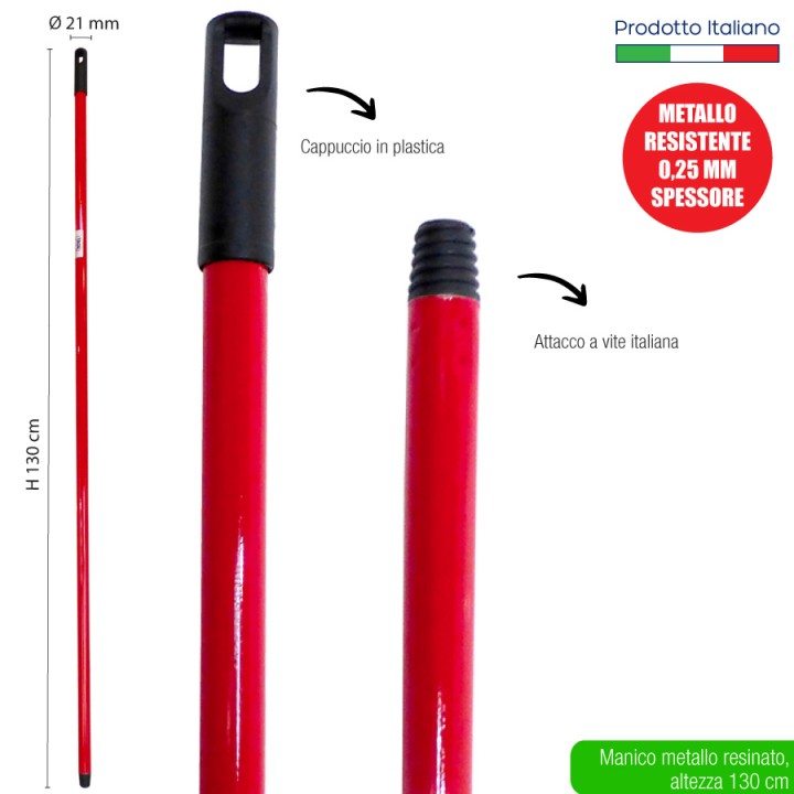 CDZ MANICO MET. 130 CM ROSSO ECO 0,25 SPESS D.21MM