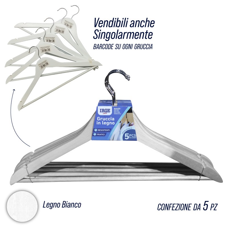 CDI OMETTI LEGNO 5PZ BIANCHI