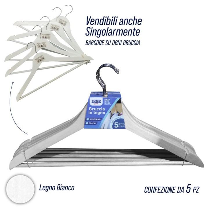 CDI OMETTI LEGNO 5PZ BIANCHI