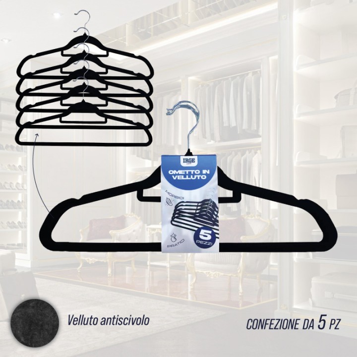 CDF OMETTI VELLUTO ANTISCIVOLO BLACK 5PZ