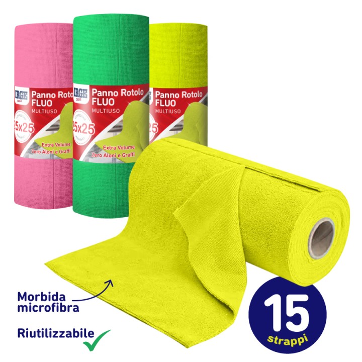 ABM PANNO ROTOLO FLUO 25X25cm 15PZ