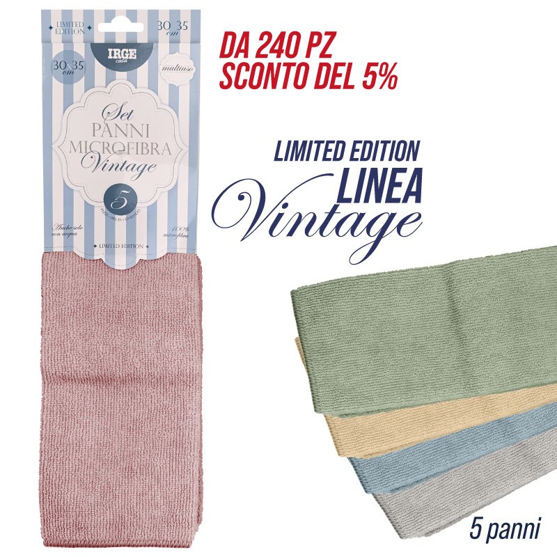 ABS PANNO MICROFIBRA 5PZ 30x35CM VINTAGE