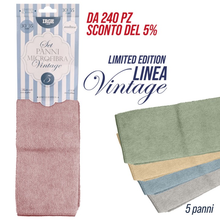 ABS PANNO MICROFIBRA 5PZ 30x35CM VINTAGE