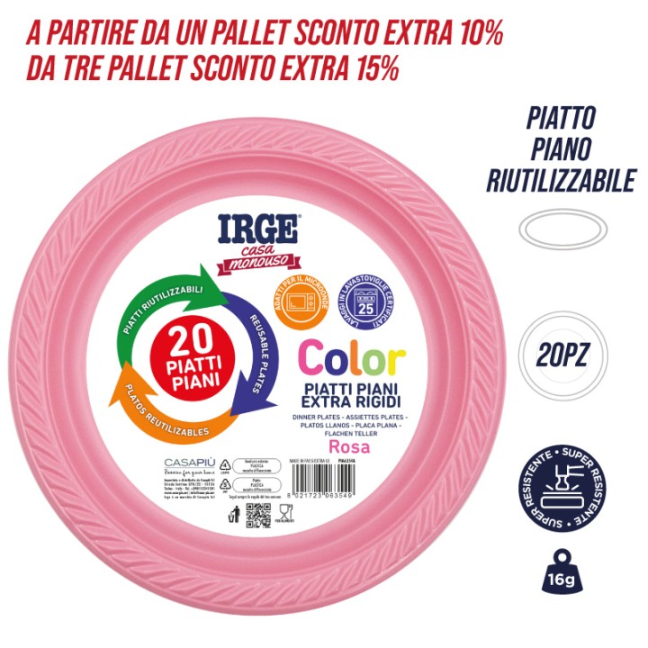 BME PIATTI PIANI ROSA 20 PZ