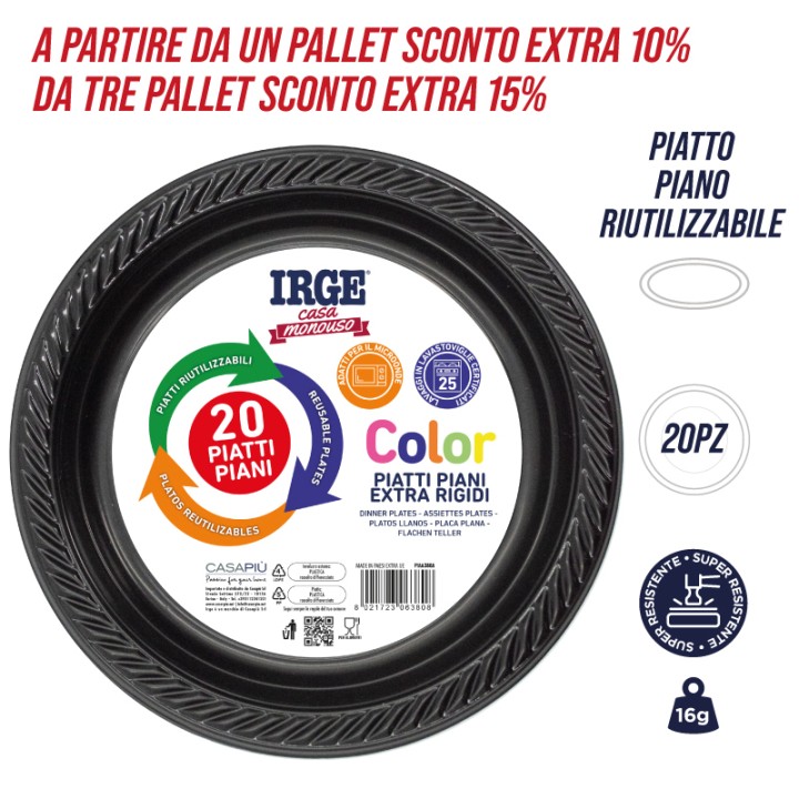 CDQ PIATTI PIANI NERI 20 PZ
