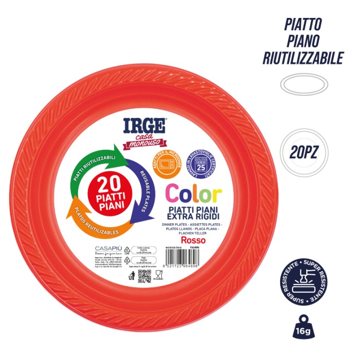 BFC PIATTI RIUTILIZZ. PIANI ROSSI 20PZ
