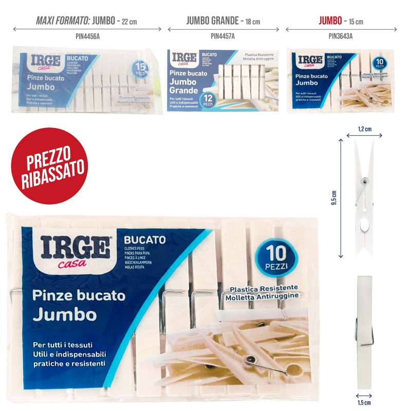 BNE PINZE BUCATO IRGE JUMBO 10PZ