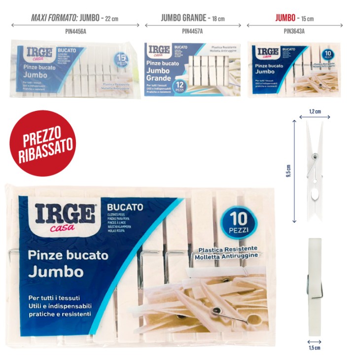 BNE PINZE BUCATO IRGE JUMBO 10PZ
