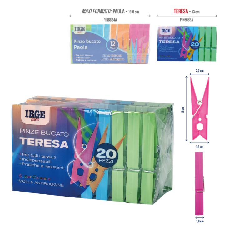 BNR PINZE BUCATO IRGE TERESA 20PZ MULTICOLOR